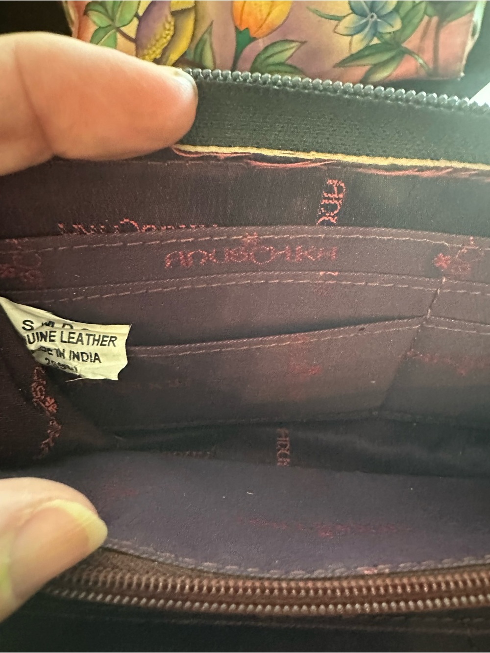 Anuschka # 181 large hobo tote and matching zip Around Wallet “Flying Jewels” - Picture 2 of 16